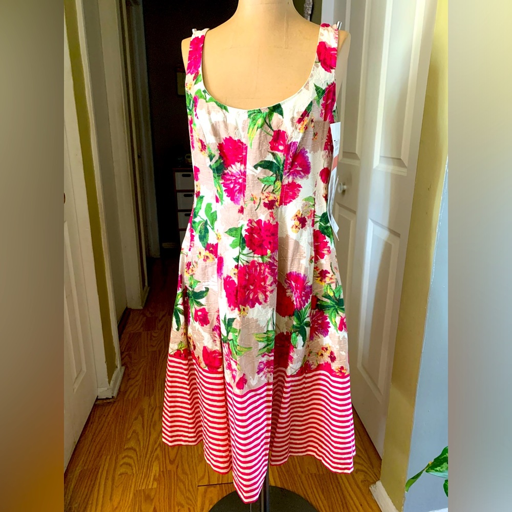 New! Nine West Cotton Floral Dress size 4 Picnic Garden Girl CottageCore